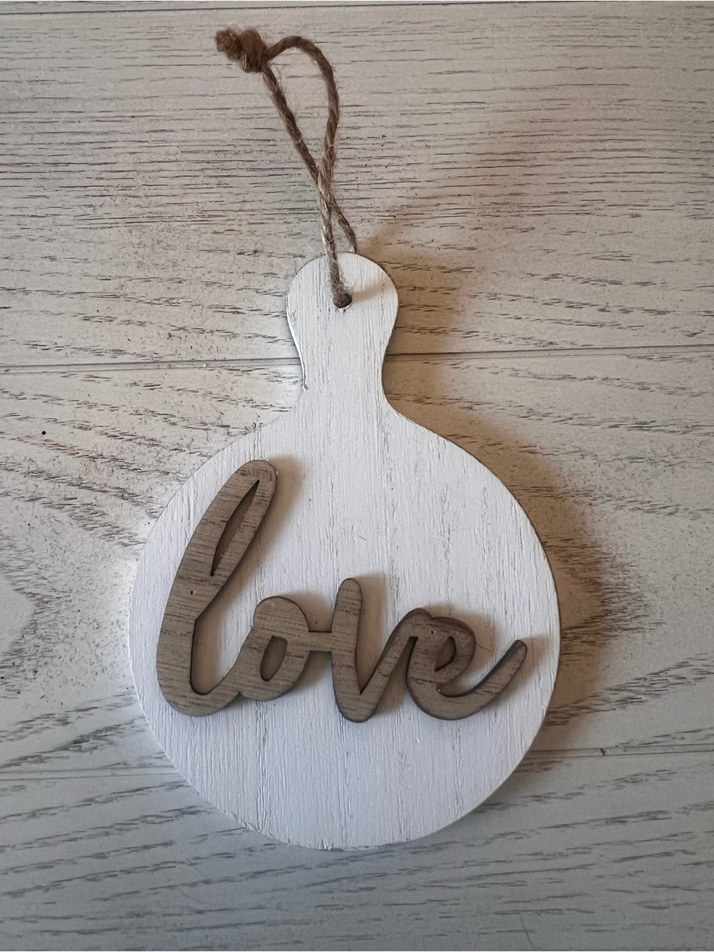 Wooden Hanging 'Love' Sign - White and Natural Wood